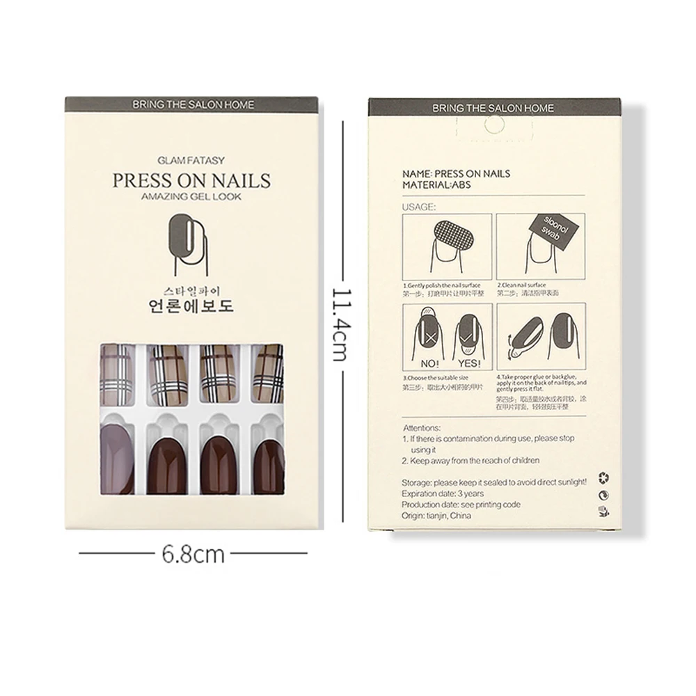 

24Pcs Fake Nails Press On Nails With Glue Nail Tips False Nails Glue On Nails Artificial Nails Nail Display Stick On Nails