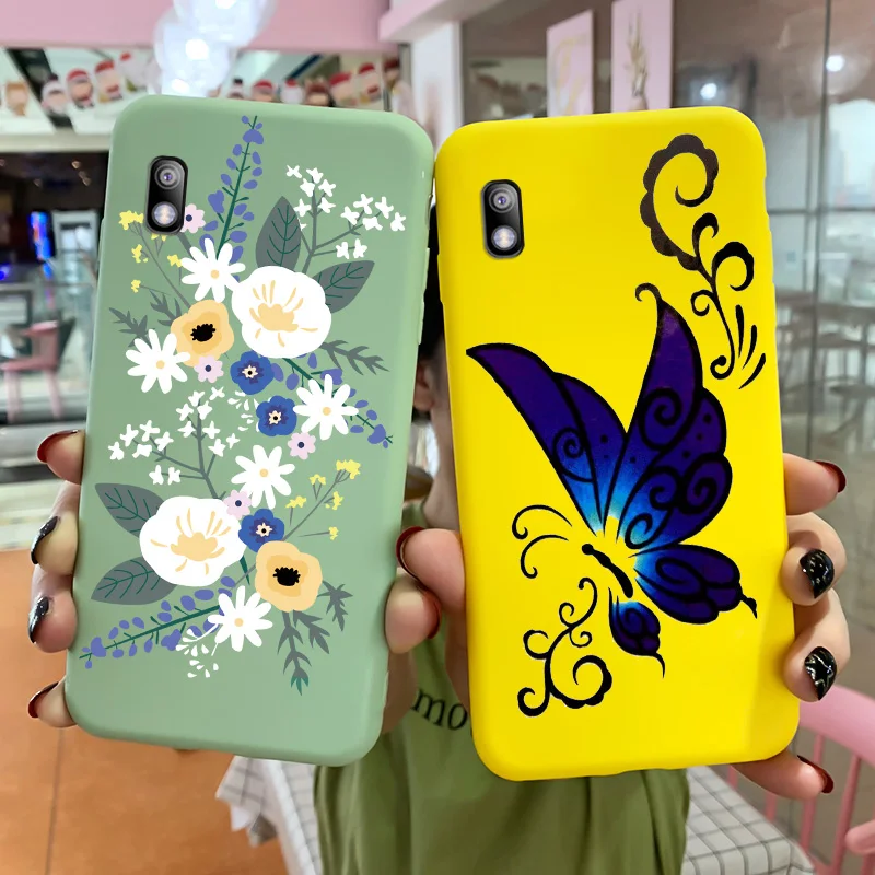 

For Samsung Galaxy A10E A20E Case Cartoon Painted Flower Butterfly Pattern Soft Silicone Shockproof Matte Phone Protection Cover