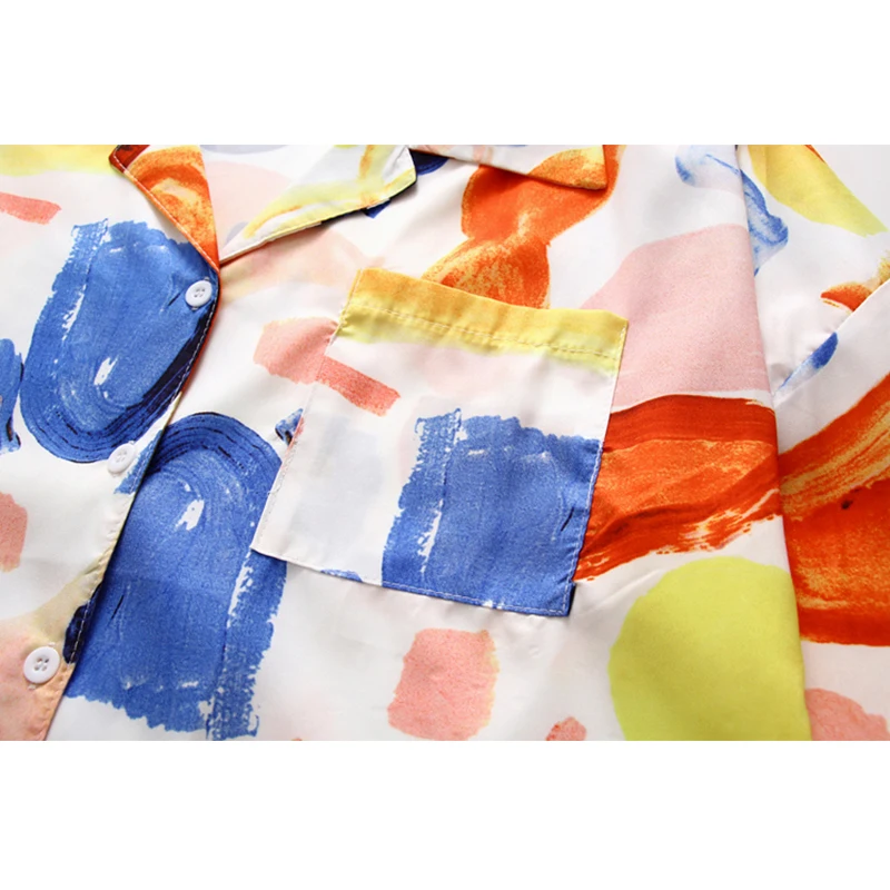 Женская шифоновая блузка Повседневная Свободная рубашка с отложным воротником в