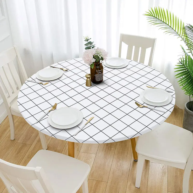 

Toalha de mesa redonda moderna, redonda, à prova d'água, decorativa de natal, para casa, cozinha e sala de jantar