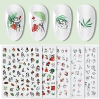 drop ship new nail sticker geometric abstract line nails inspired decals art 3d adhesive sliders manicure accessory