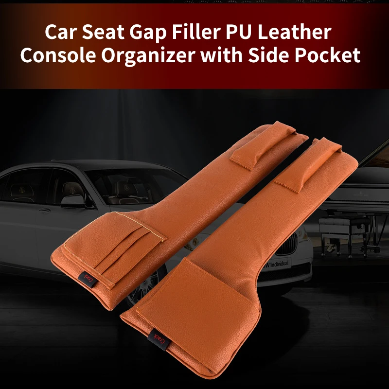 

2Pcs PU Leather Car Seat Gap Filler Pockets Auto Seats Leak Stop Pad Soft Padding Phone Cards Holder Storage Bags Organizers