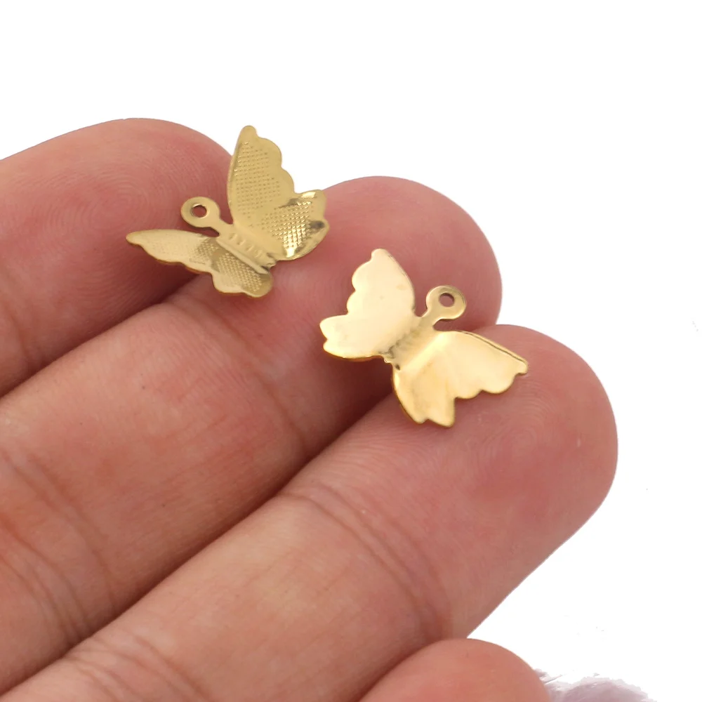 

20pcs Stainless Steel Gold Butterfly Charm Pendants for Connection DIY Necklace Bracelet Jewelry Making Designer Charms
