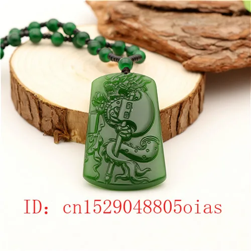 Натуральный зеленый китайский Нефритовый дракон Ax кулон ожерелье модное