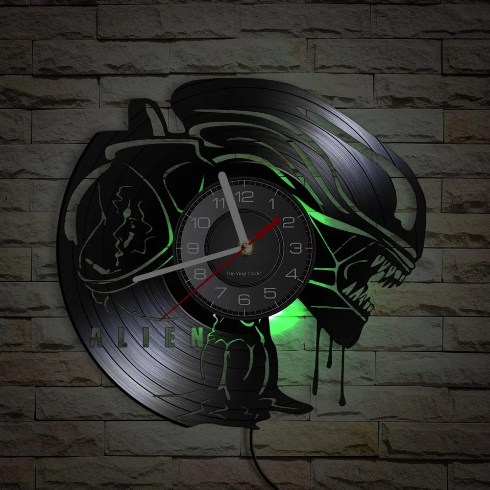 

Alien Xenomorph Priority One Inspired Vinyl Record Clock Sci Fi Monsters Home Room Decor Modern Design Wall Clock Silent Sweep