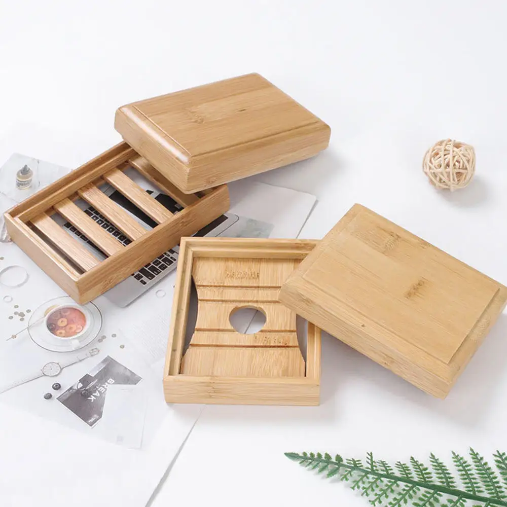 

Natural Wood Soap Container Home Soap Dish Case Bamboo Wooden Soap Holders Kitchen Bathroom Storage Rack