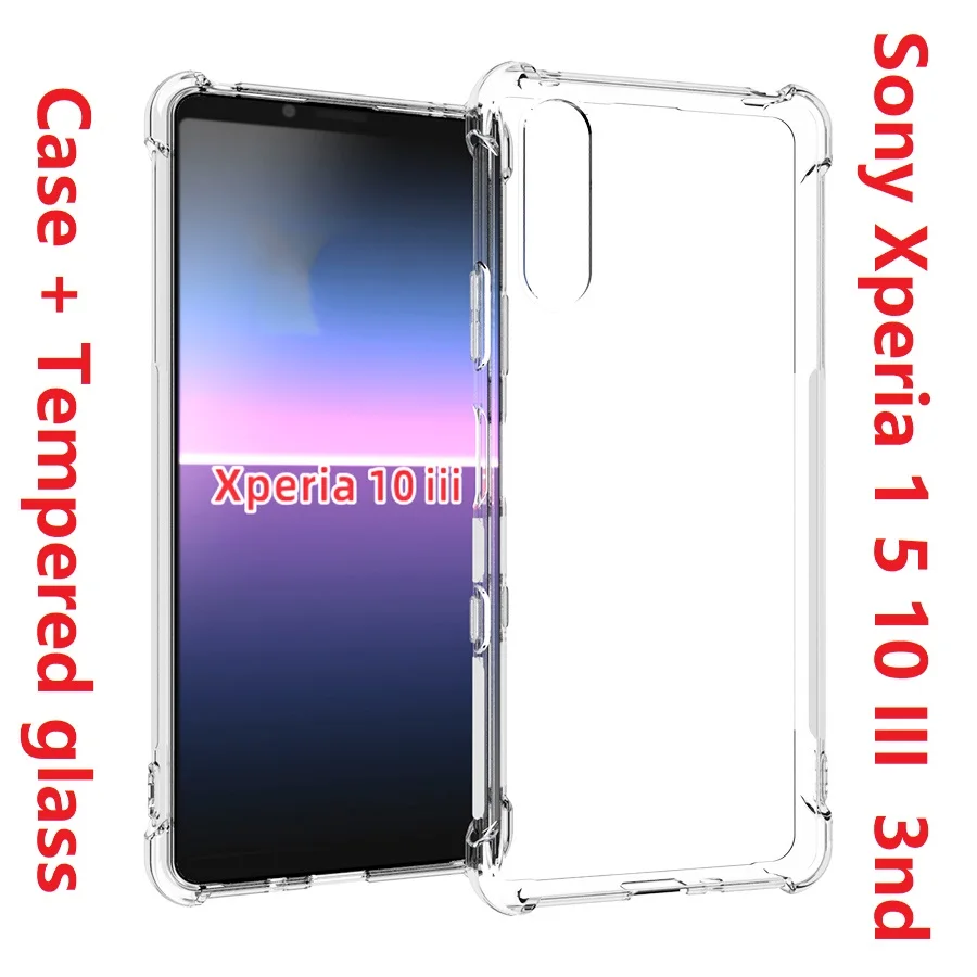 Прозрачный чехол для Sony Xperia 10 III мягкий ТПУ гелевый Чехол из закаленного стекла