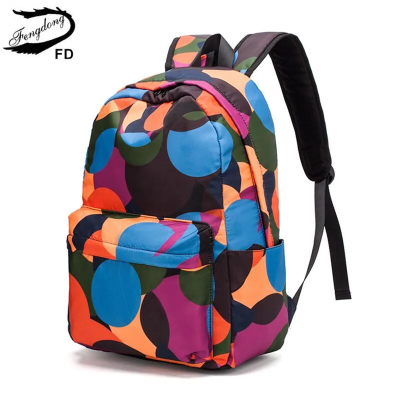 Женский легкий рюкзак Fengdong камуфляжный Водонепроницаемый Школьный для