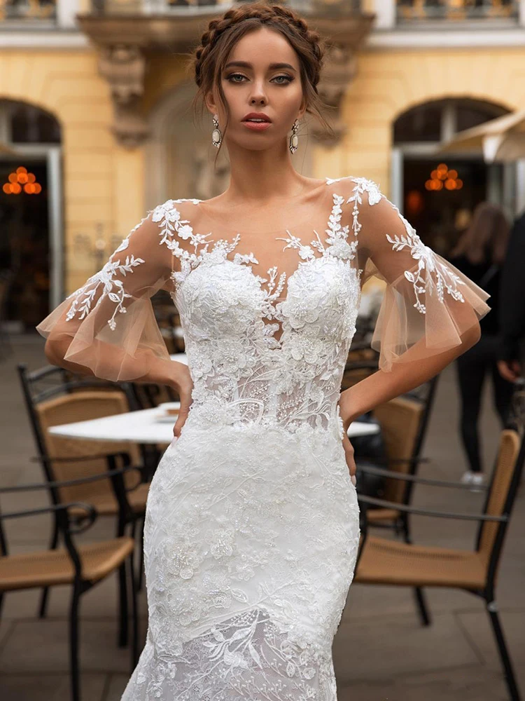 

Hi Shy Bride New Simple Wedding Dress Backless Sleeveless Design Chiffon Lace Bride Dresses Princess Dress Plus Size Tailor-made