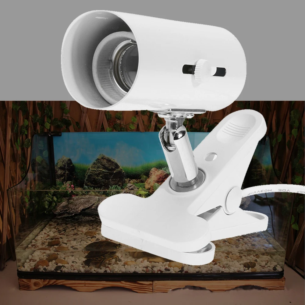 

1PC E27 Heating Reptile Lamp Holder UVA+UVB Clip-on Bulb Cover for Pet Light Tortoise Tank Ceramic Lamp Holder with Switch Clip