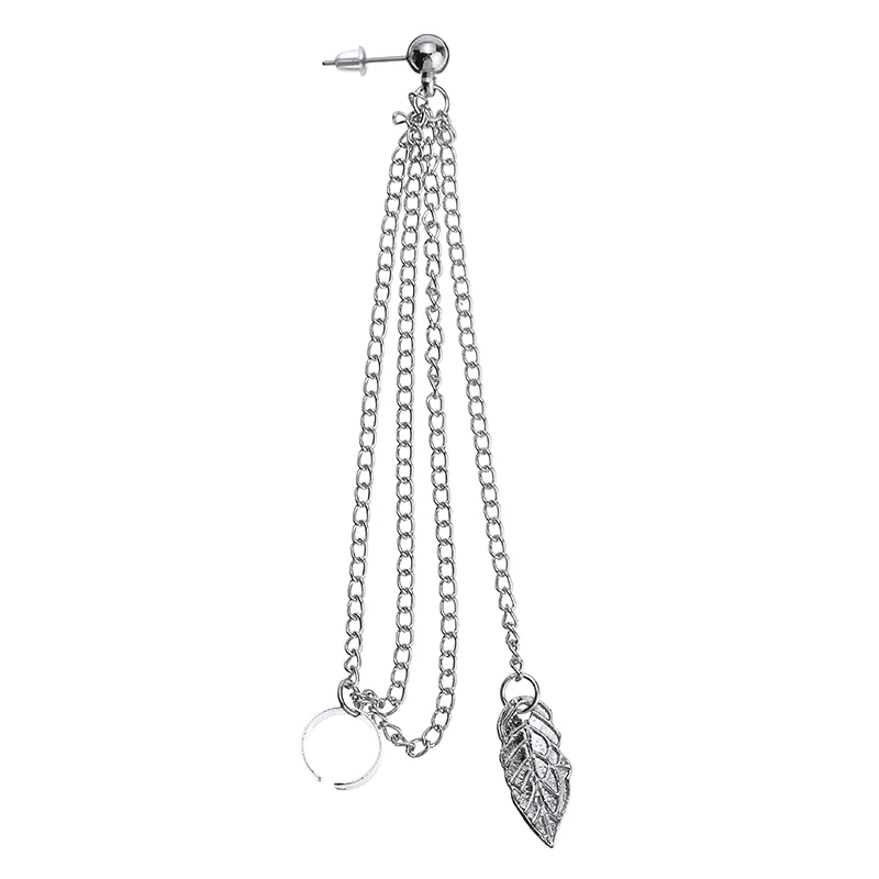 New Stylish Leaf Chain Cuff Earring Fashion Tassel Pendant Ear Leaves Street Style Drop Earrings Jewelry |