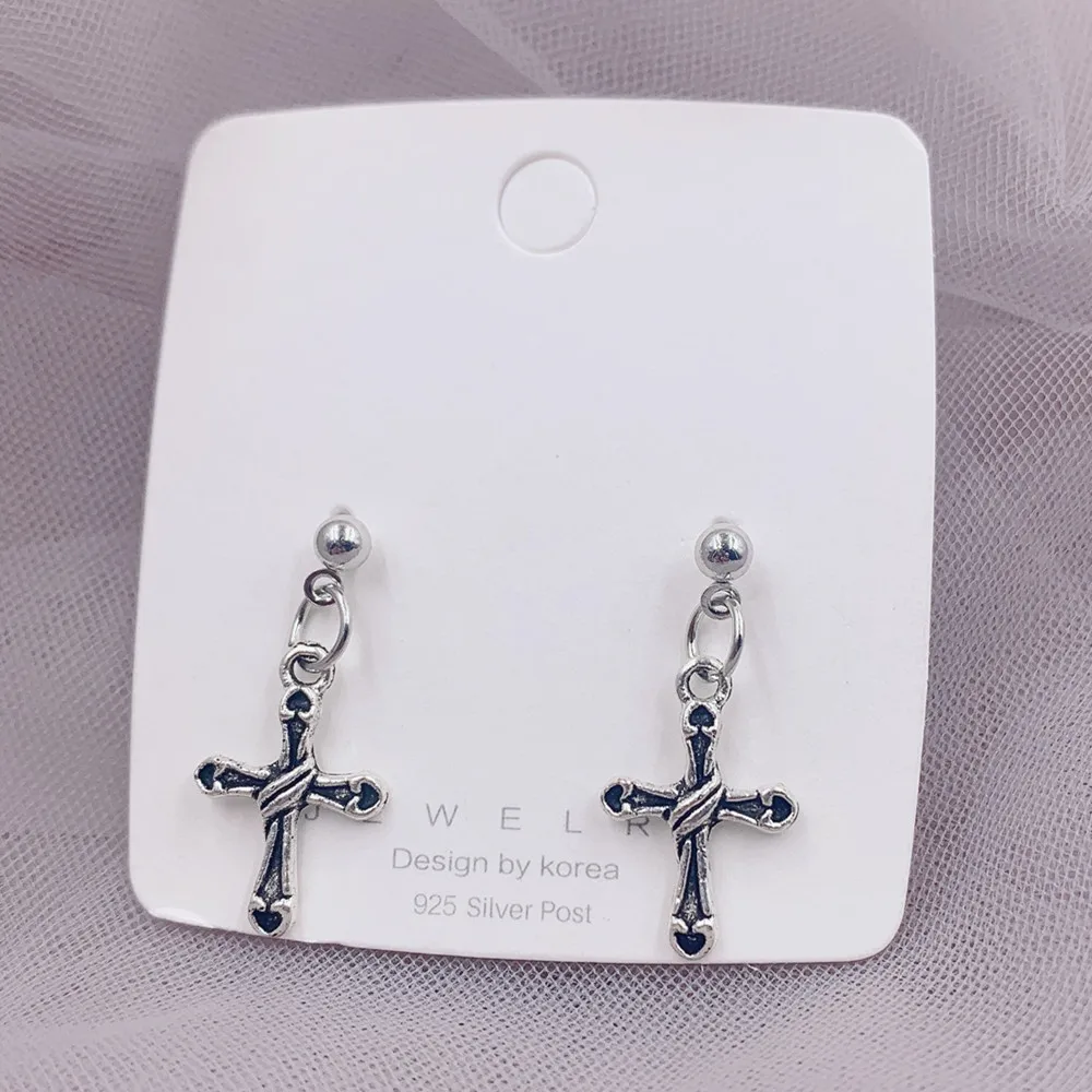 

Fashion Cross Pendant Cartilage Drop Dangle Earrings Punk Jewelry For Cool Women Girl Friendship Gifts