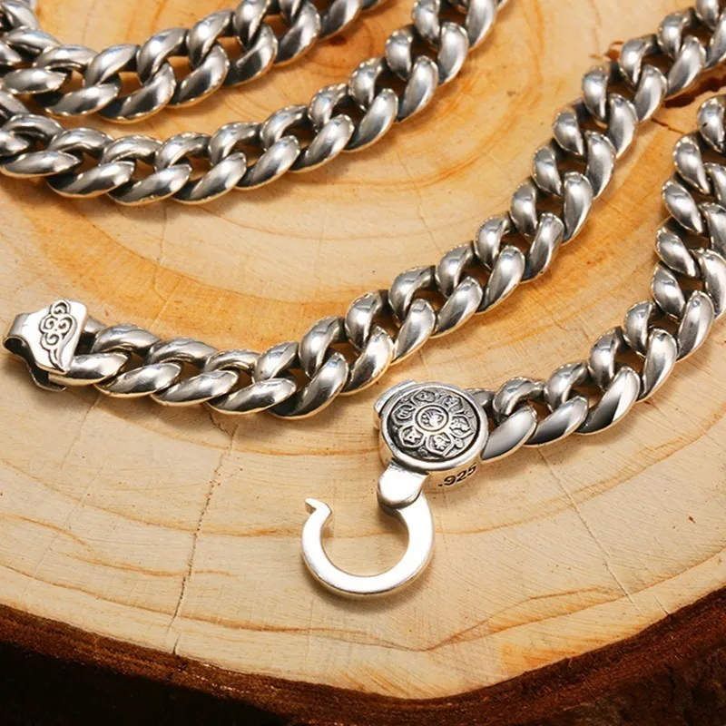 Мужское серебряное ожерелье ZABRA из 925 пробы полированная длинная цепь с мантрой в