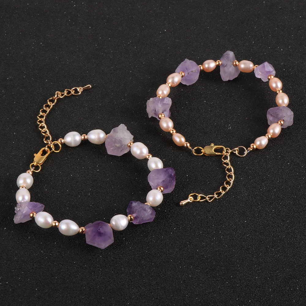 

2020 Korean Fashion Natural Freshwater Pearls and Crystal Bracelets For Women Girls Gold Color Chain BOHO Natural Stone Jewelry