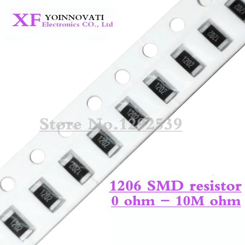 100 шт. SMD резистор 1206 0R ~ 10M 1/2W 0 1 10 150 220 330 Ом 1K 2 K 10K 100K 1R 10R 100R 150R 220R 330R|Резисторы| |