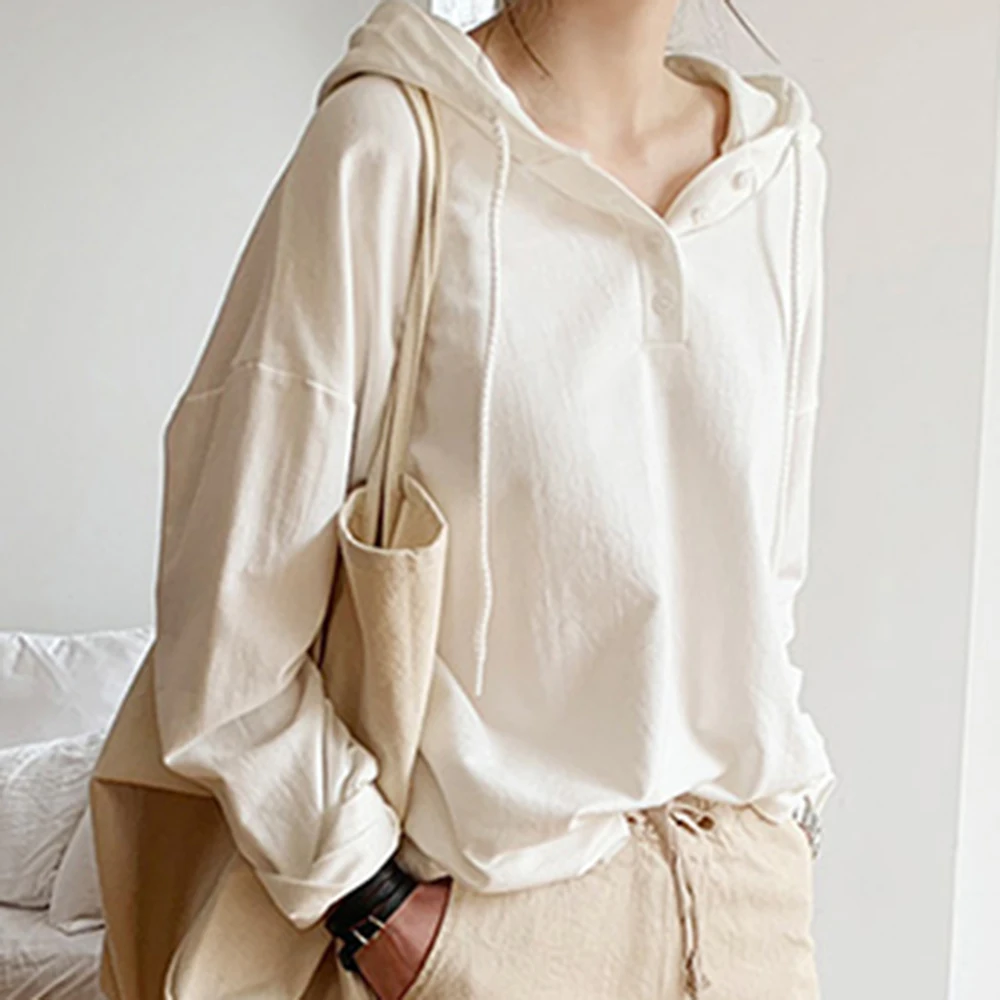 Женская толстовка с капюшоном однотонная Повседневная Свободная Толстовка