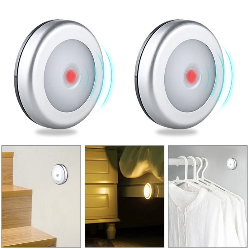 

6 Led PIR Motion Sensor Under Cabinet Light Auto Smart Night Lamp LED Lights For Home Bedroom Closet Kitchen Wardrobe Lighting