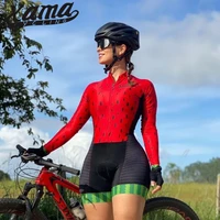 womens long sleeve xama cycling jumpsuit aero suit redblack pro bicycle swimsuit macaquinho ciclismo feminino 2xs 4xl size kit