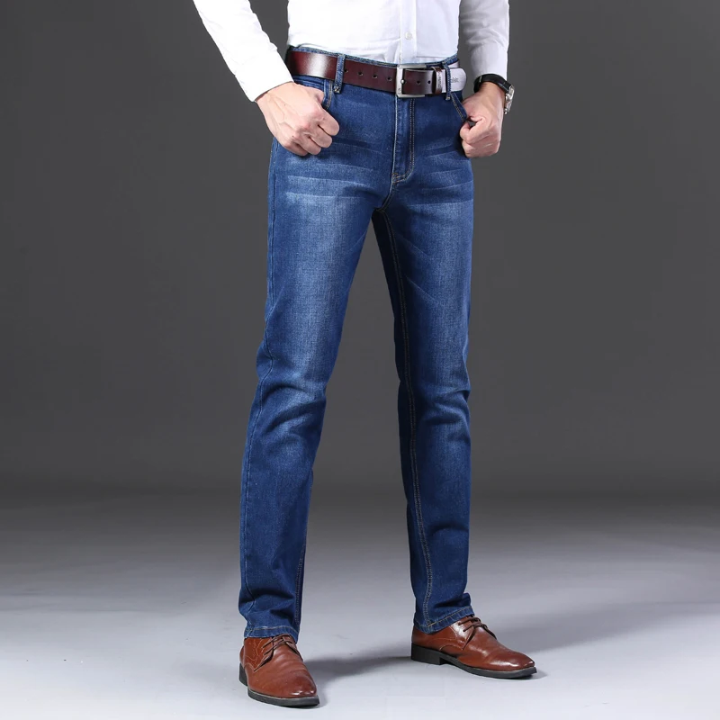 Джинсы мужские классические повседневные облегающие синие и черные | Мужская