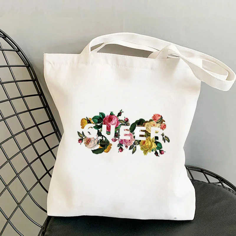 

Shopper Queer Antique Roses Printed Kawaii Bag Harajuku women Shopping Bag Canvas Shopper Bag girl handbag Shoulder Lady Bag