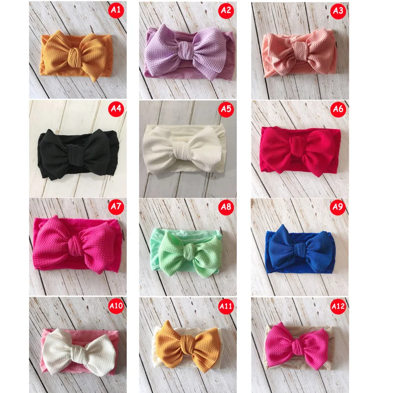 Коллекция Хэдбандов-турбанов с узлом из хлопка для девочек-малышек с бантами и рюшами, 11 цветов.