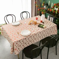 christmas tablecloth silvergold foil print new years products decor cotton linenfabric dinningtable decorating partytablecover