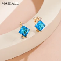 maikale classic design multicolor zirconia stud earrings for women jewelry small earrings wedding party gifts high quality