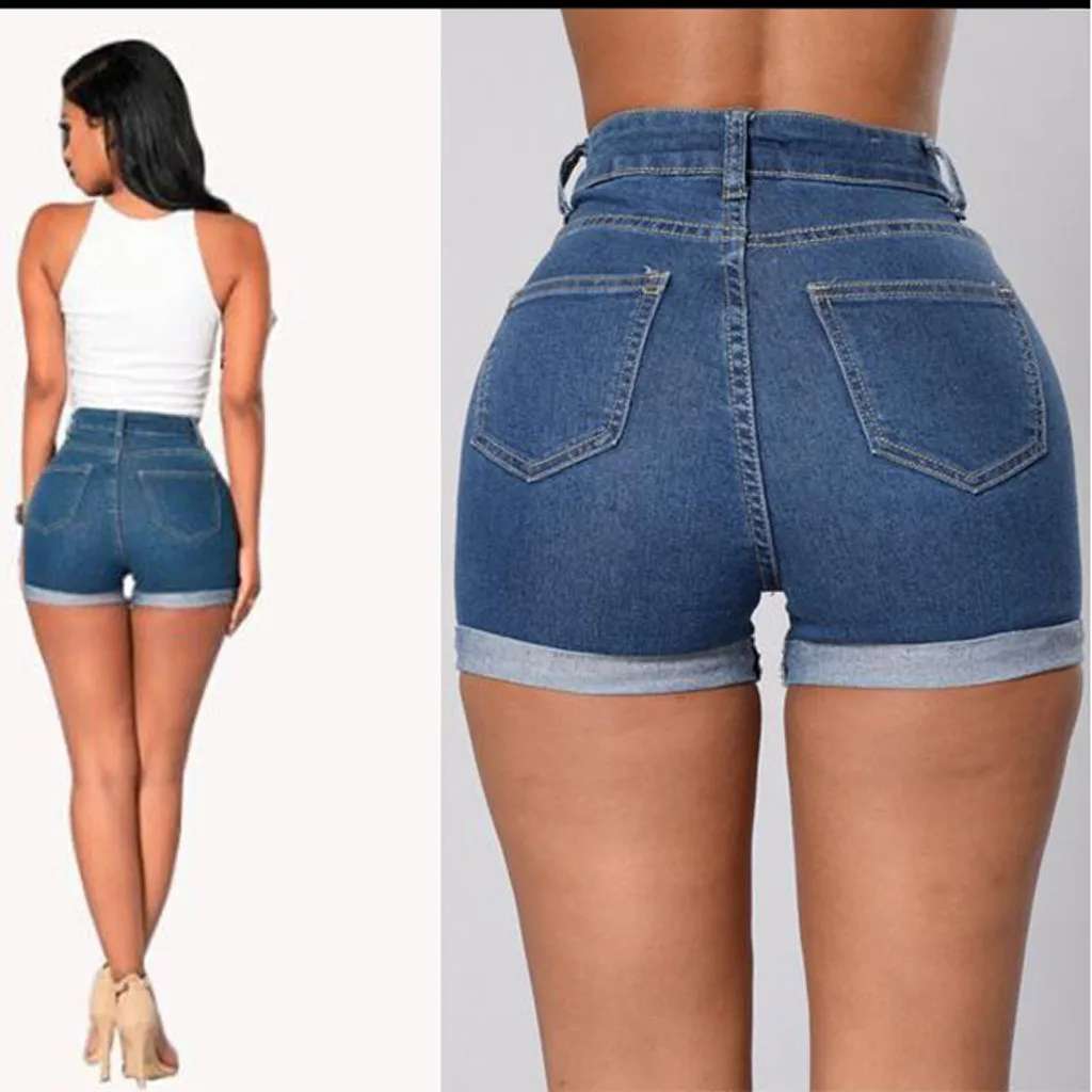 

Women Summer Shorts Sexy Jeans High Waist Slim Splice Denim Shorts Beach Bottom Blue Egde Shorts Sexy Shorts шорты джинсовые