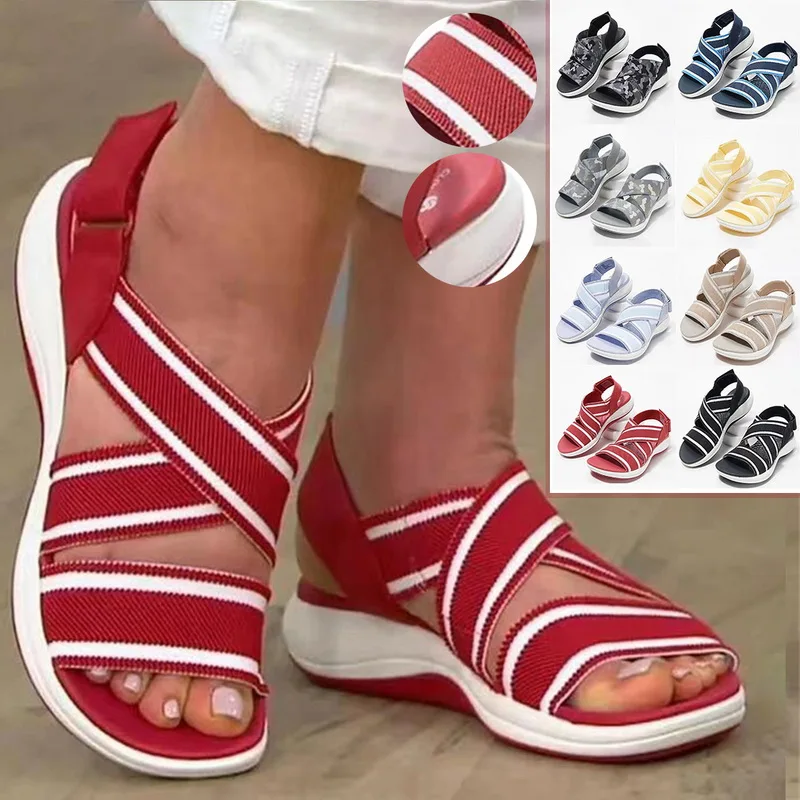 

2021 New Summer Women Sandals Sexy Shoes Light Comfort Casual Woman Flats Buckle Strap Ladies Fashion Beach Shoe Big Size 36-43