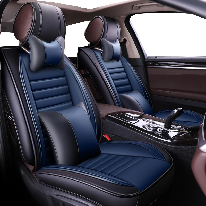 Чехлы для автокресел из искусственной кожи с полным покрытием для mercedes benz class c w202 t202 w203 t203 w204 w205 - Название цвета: blue  luxury