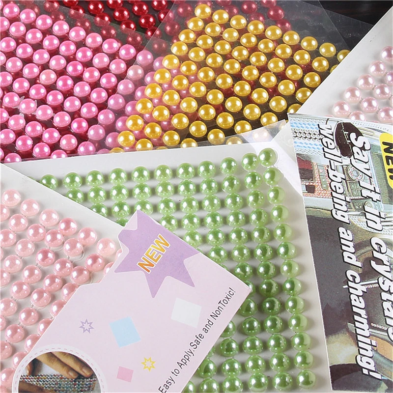 4 мм 480 шт./компл. цветные яркие жемчужные кристаллы 3D Автомобильные наклейки