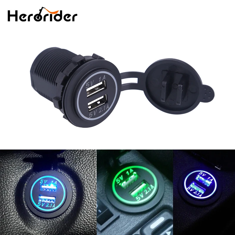 

Зарядное устройство USB Herorider 12-24 В для мотоциклов, авто, грузовиков, квадроциклов, лодок, светодиодное автомобильное зарядное устройство 3,1 а ...