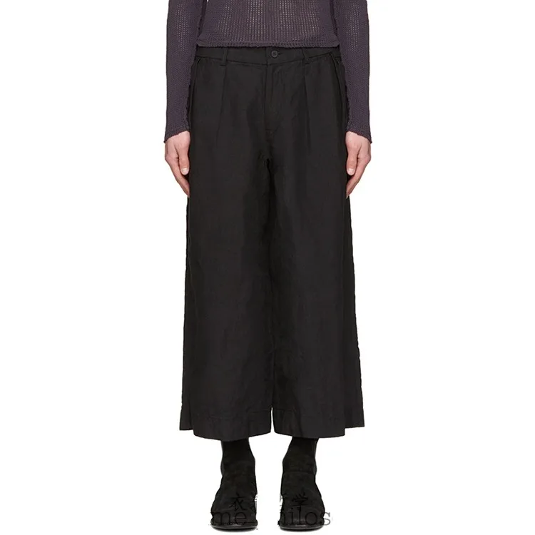 Брюки мужские льняные прямые с широкими штанинами повседневные Модные городские