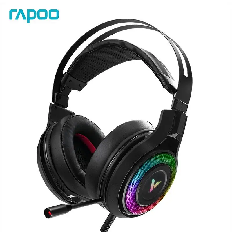 

Игровые наушники RAPOO VH520S с RGB USB, игровая Проводная стереогарнитура 7,1 с объемным звучанием, наушники с микрофоном для компьютера, ПК
