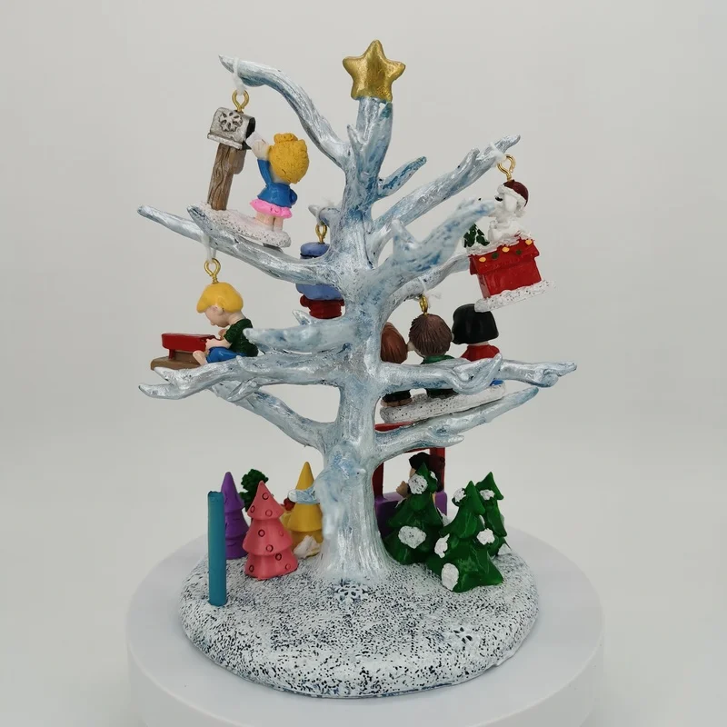 &Aacute;rbol luminoso de escritorio, disfraz de Pap&aacute; Noel Pastor, cacahuetes, &aacute;rbol de Navidad iluminado, decoraci&oacute;n de escritorio de resina-2