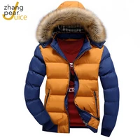 winter spring jacket men fur collar hooded warm outwear man patchwork parka and coats windbreaker parkas male casual wear