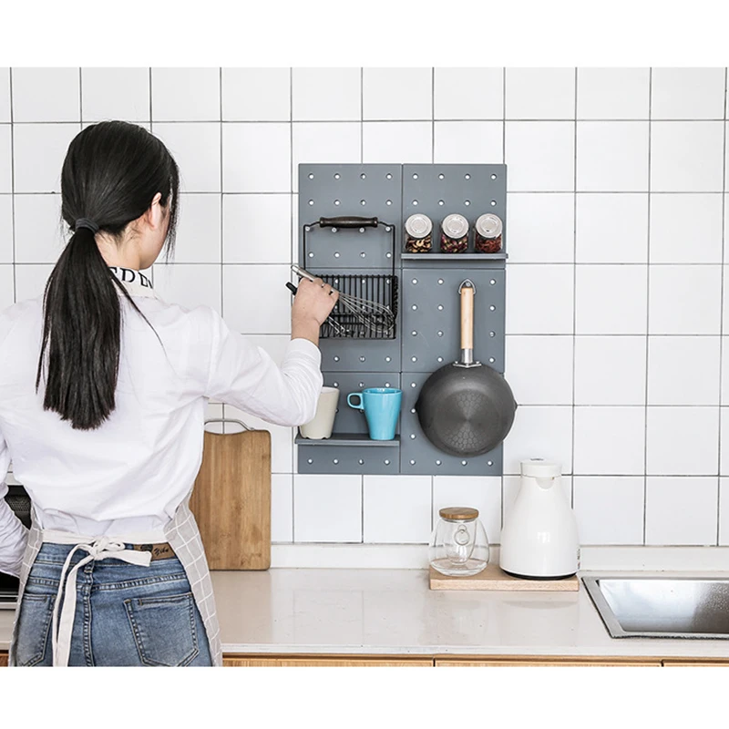 

Shelves Wall Storage Rack Hole Plate Storage Shelf Living Room Kitchen Bedroom Hanging Multi-layer Wall Shelf Storage