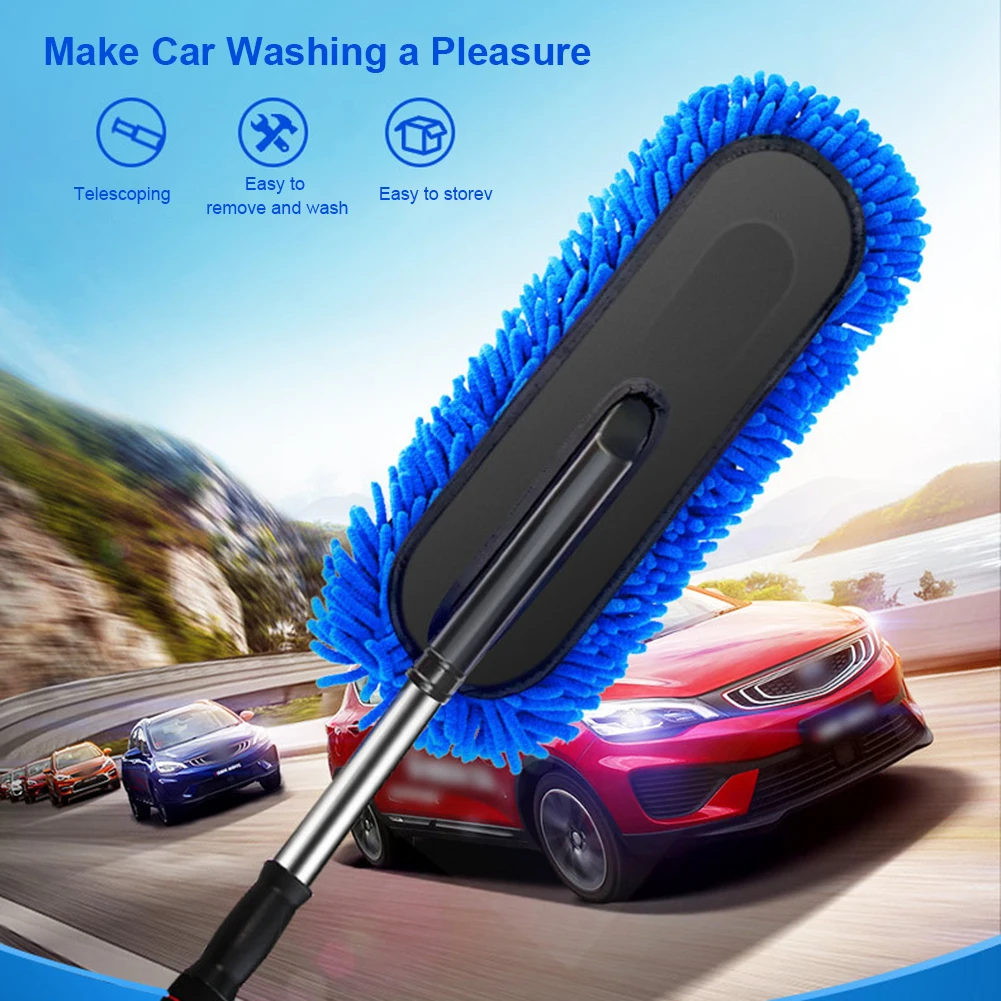 

90X4cm Telescoping Car Wash Cleaning Brush Duster Dust Wax Mop Microfiber Dusting Tool High-quality Chenille Car Wash Brush