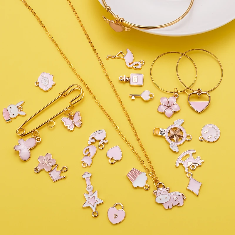 30 шт. смешанные эмалированные шармы в виде бабочки сердца цветка животного