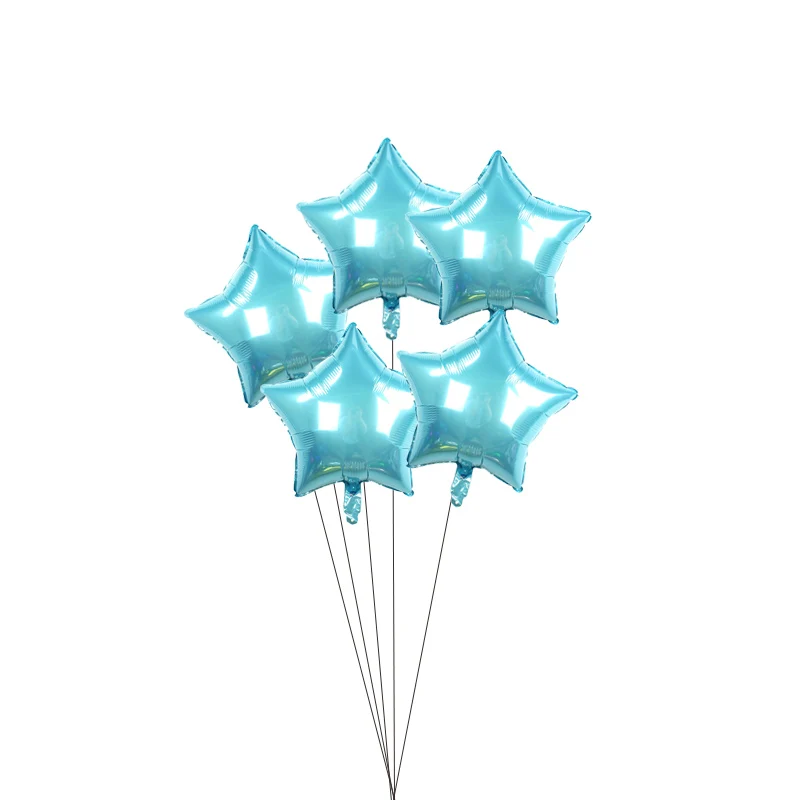 5sky blue WJX 5 шт. 18 дюймов золотой синий шар звезда из фольги сердце Свадебные воздушные шарики праздник в честь рождения ребенка, Рождество Красный Зеленый Звезда Дети шарики на день рождения - Цвет: 5sky blue WJX