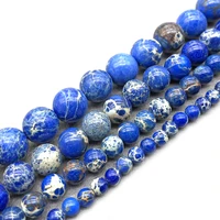 natural stone blue sea sediment imperial jaspers emperor stone round loose beads 4 6 8 10 12mm pick size for jewelry making diy