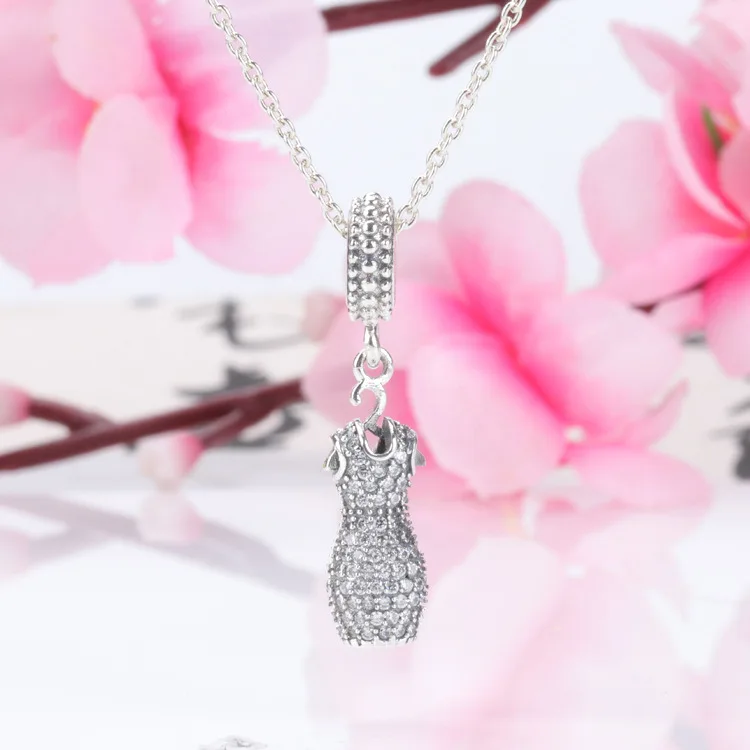 

S925 Sterling Silver Dazzling Dance Skirt Pendant Fit Original Charms Bracelet
