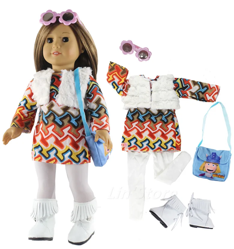 

18 inch Doll Clothes Outfit Clothes+shoes+bag+umbrella+glasses for American Dol Clothes Many for Choice,doll accessories