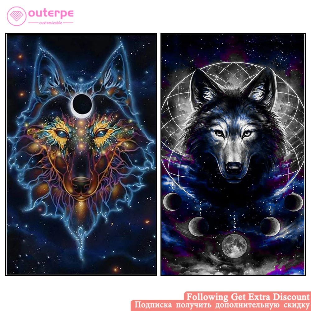 

Animal Wolf DIY 5D Diamond Painting Kits For Adults Full Drill Embroidery Paintings Cross Stitch Arts Crafts For Home Wall Decor