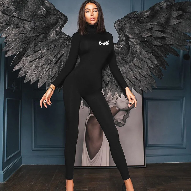 

Women Sports Rompers Jumpsuit Letter Print Jogging Long Sleeve Tight High Waist Hips Overalls Sportswear Female Workout Clothes