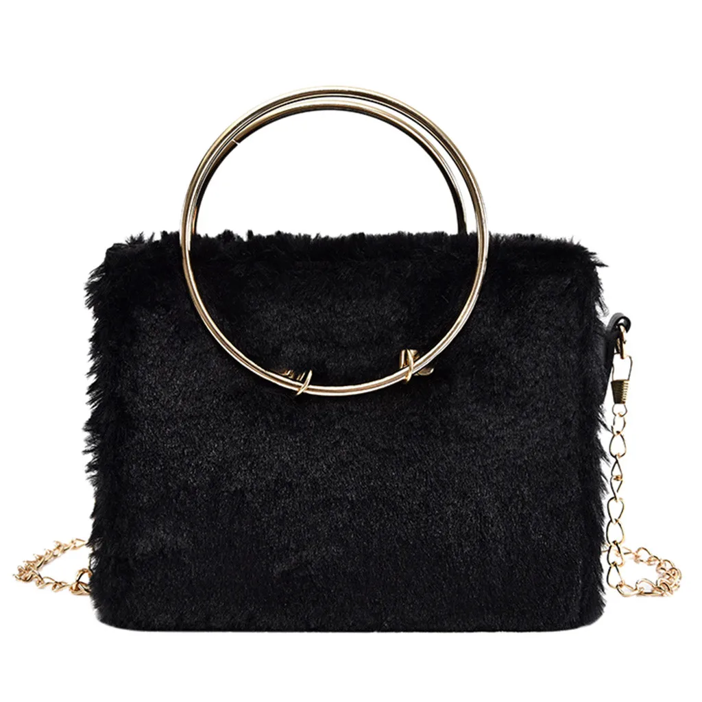 

Women Bag Solid Color Hairy Shoulder Bag Student Messenger Fashion Wild Lady Bag Handbags Bags For Women 2021 New