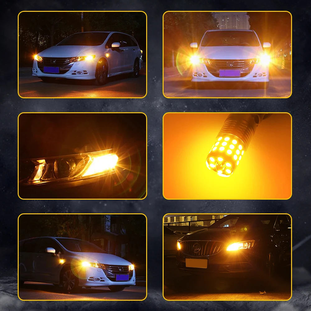 2Pcs 1156 Bau15s LED Yellow Canbus Turn Signal Lights for Nissan Versa Juke Cube Leaf Pathfinder Indicator Lamp W21W 7440 - купить по