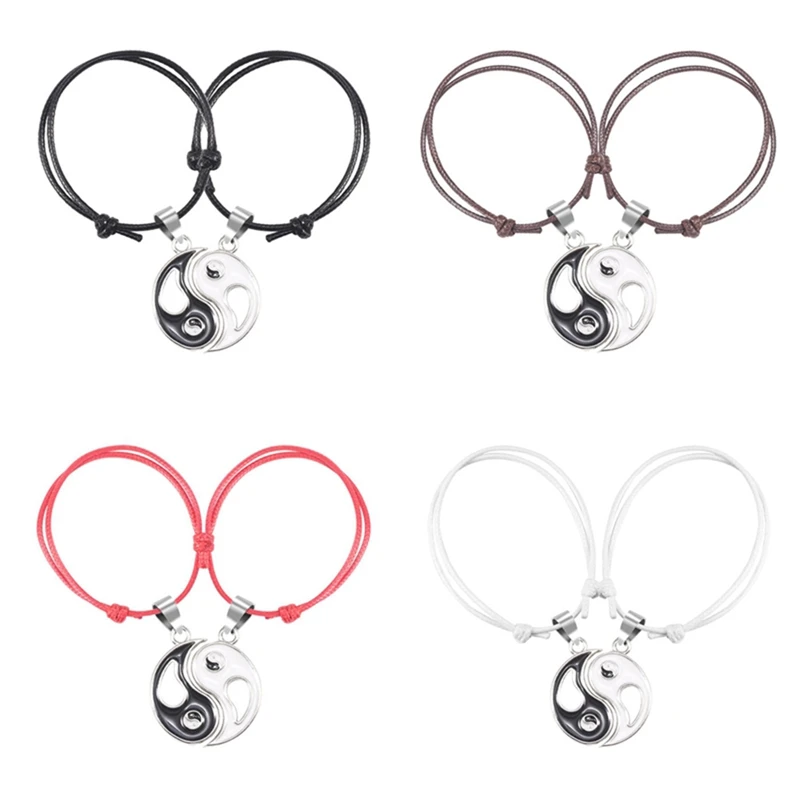 2 шт./лот браслет для пар в китайском стиле винтажный индивидуальный черный белый