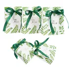 10 шт., бумажные подарочные пакеты с зелеными листьями для конфет