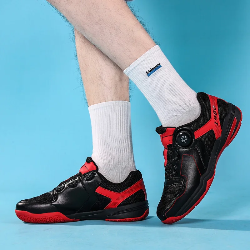 Professional Adjust-buckle Badminton Shoes Men Tennis Sneakers Mesh Athletic Sneakers For Men Anti-slip Sport Table Tennis Shoes
